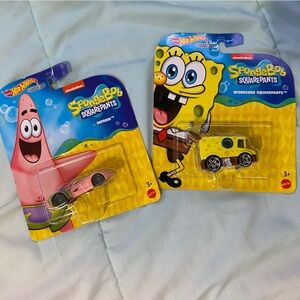 2 hot wheels cars spongebob and patrick toys NIB NWOT NEW